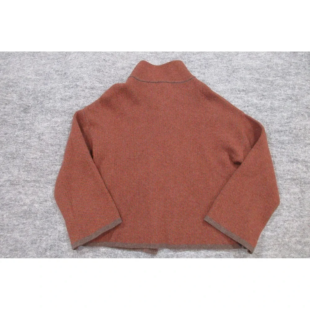 Chiaramente Cardigan Sweater Womens Large Orange Wool Blend Mock Neck Made Italy